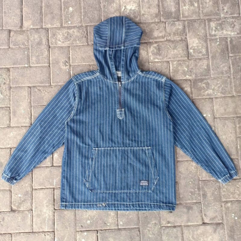 5 ALL URBAN CASUAL 1/4-Zip Hoodie Wabash Denim Jacket size L