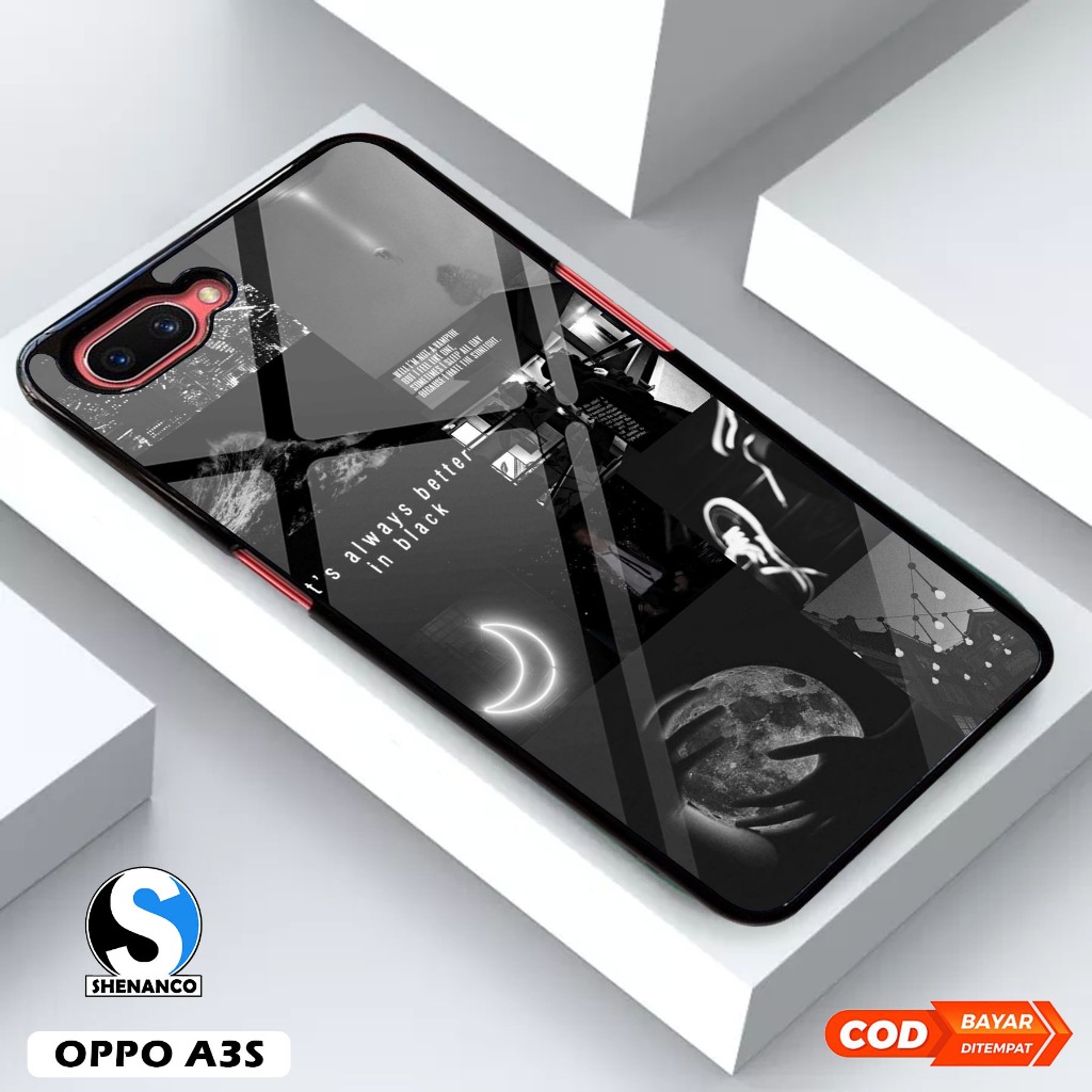 [COD]Case OPPO A3S A5S A7 A12 Casing Hp Motif Aesthetic Black 01 Gambar Wallpaper Custom Desain Keki