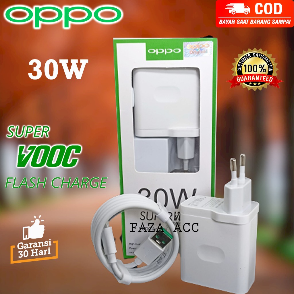CHARGER OPPO ORIGINAL ASLI 30 WATT SUPER VOOC FAST CHARGING RENO 4 / SUPER VOOC / MICRO USB/TYPE C/T