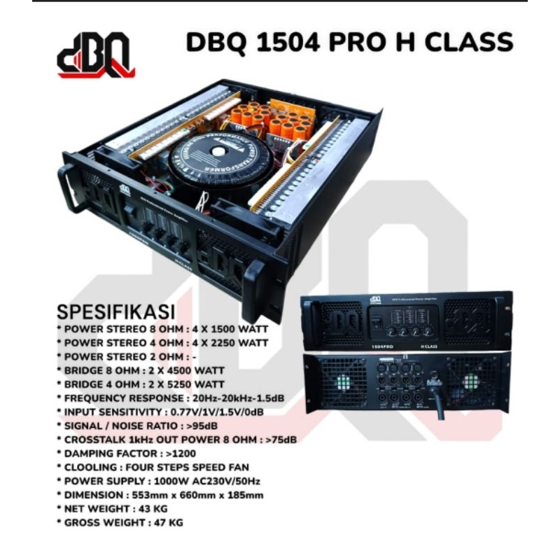 POWER DBQ CLASS H POWER DBQ 1504 PRO POWER  4CHANEL POWER 4X1500WATT