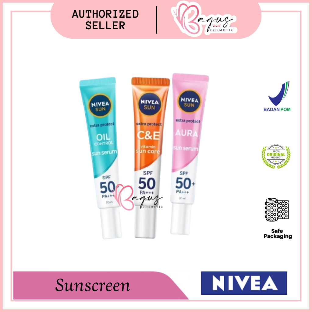 ⭐BAGUS⭐Nivea Suncreen Protection Serum Spf 50+ Pa +++ - Oil Control Instant Aura C&E 30 ml | Sunscre