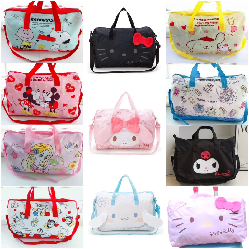 kawaii sanrio disney travel foldable bag tas lipat tambahan koper