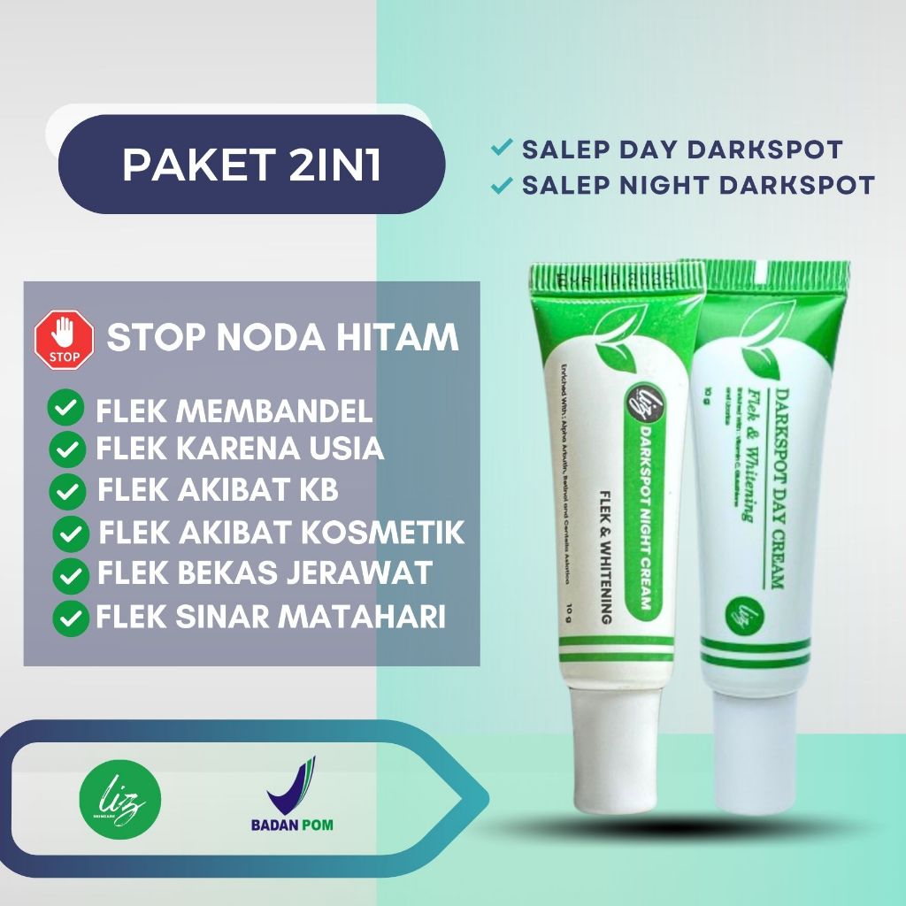 Paket 2in1 Elzet Skincare BPOM Salep Darkspot penghilang flek hitam membandel original Salep Night W