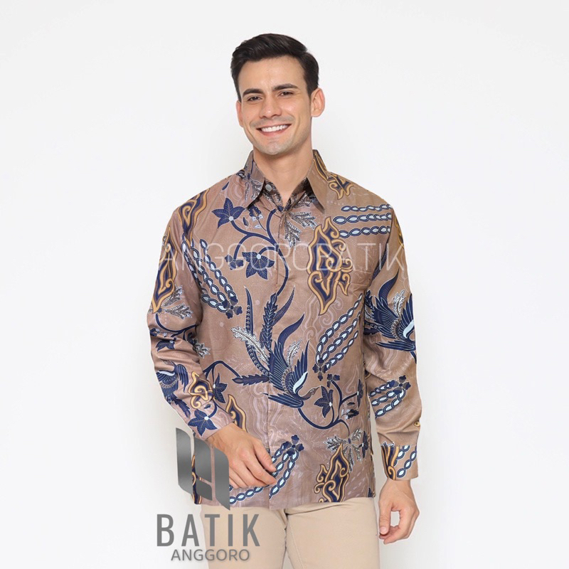 Kemeja Batik Terbaru Warna Dusty Pink Baby Rose Gold Lengan Panjang Pria Furing