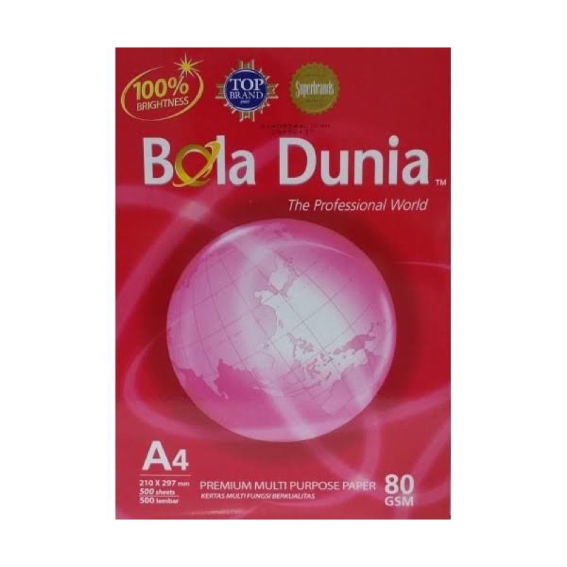 

Kertas HVS Bola Dunia A4 80g (per rim)