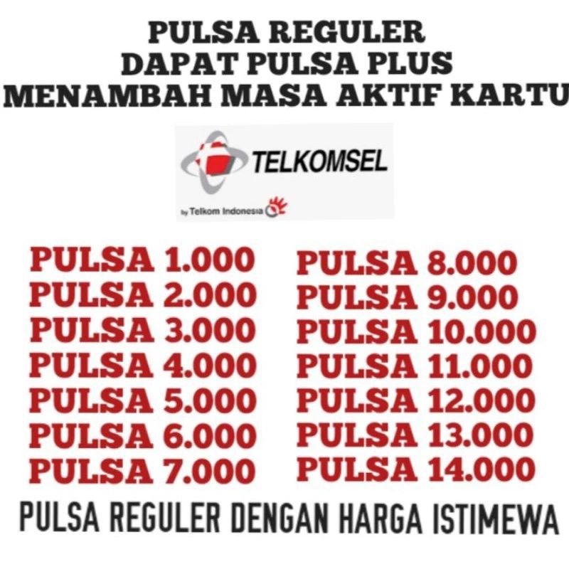 Pulsa Telkomsel murah nominal kecil 2k, 3k, 4k, 5k, 6k, 7k, 8k, 9k, 10k dst. menambah masa aktif