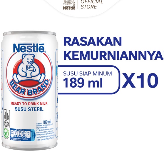 

HJKY6154 ORIGINAL BEAR BRAND Susu Kaleng Susu Beruang Susu Steril 189ml 1 pcs