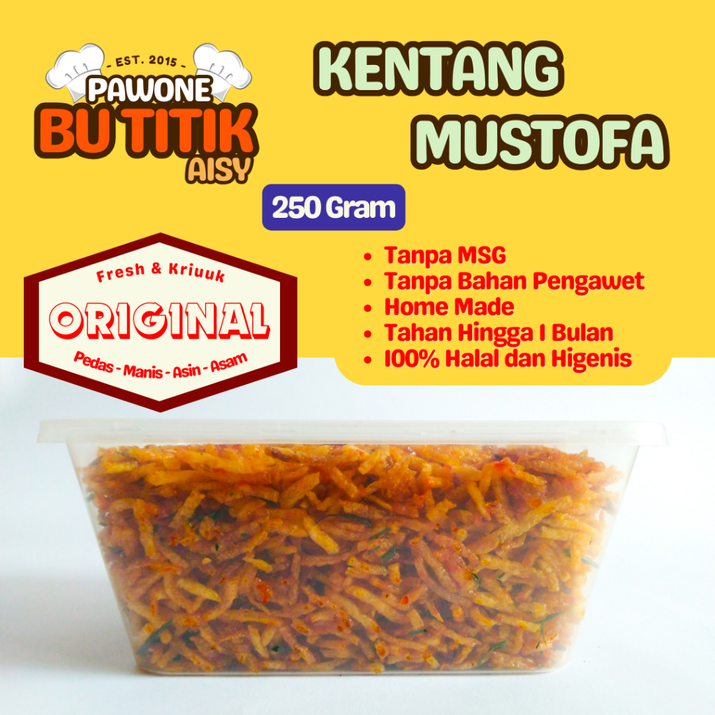 

Kentang Mustofa Original 250gr - HomeMade PawoneBuTitik / Kentang Kriuuk Renyah Aroma Daun Jeruk