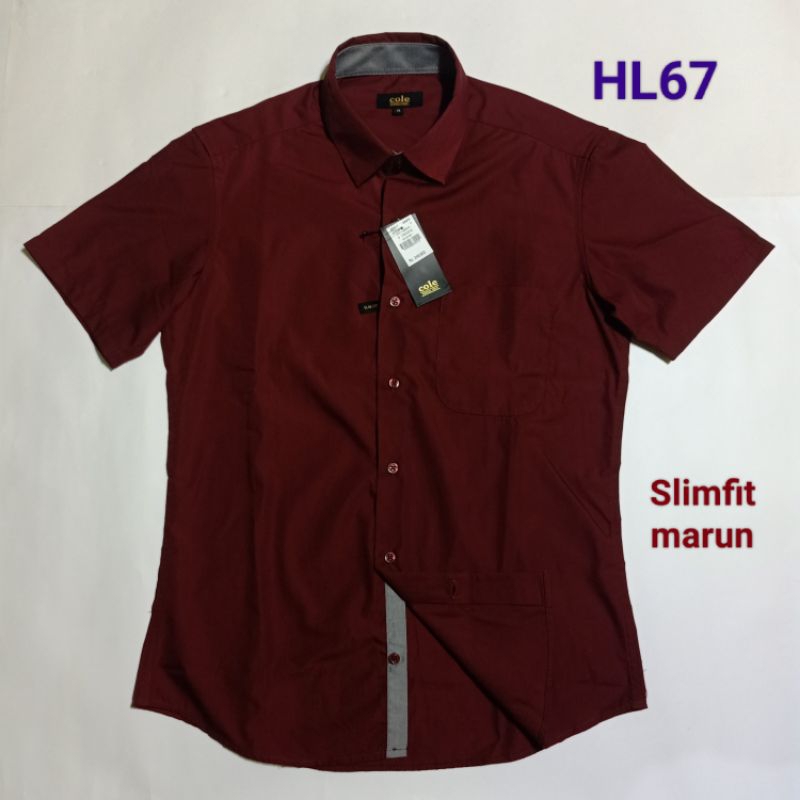 SLIMFIT, Kemeja lengan pendek Pria merk COLE original branded matahari fulltag