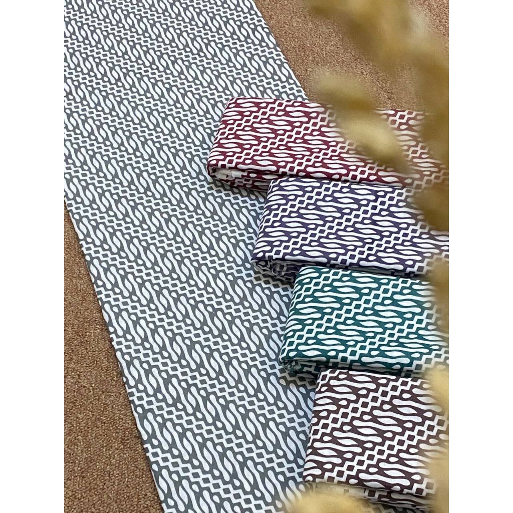 Kain Batik Modern Motif Liris Warna Hijau Abu Coklat Marun BIru Ukuran Panjang Halus Adem Seragam Br