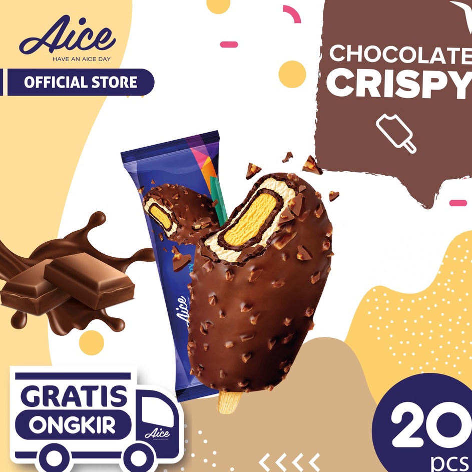 

TNBW2672 Dijamin Ori Aice Ice Cream Chocolate Crispy Es Krim 2pcs