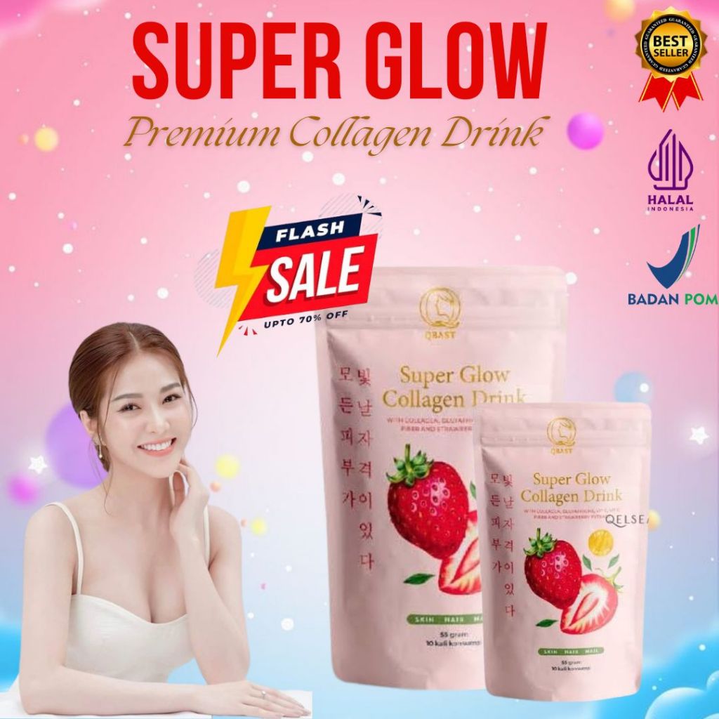 [FLASH SALE] Super Glow Collagen Drink Minuman Pemutih Badan Cepat Permanen Suplemen Pemutih Kulit S