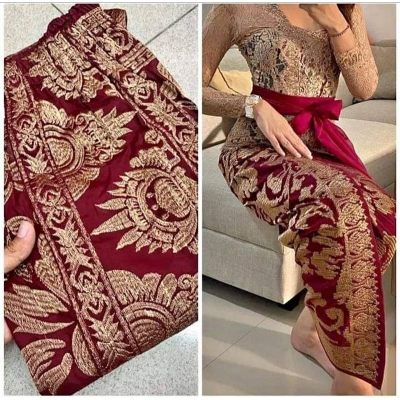 kamen bordir premium set selendang "MAHKOTA"/kamen jadi/songket/rok bali