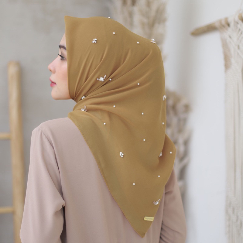 PART 1 RAYA SQUARE SWAROVSKI BELLA SQUARE PREMIUM || hijab segiempat payet bahan pollycotton premium