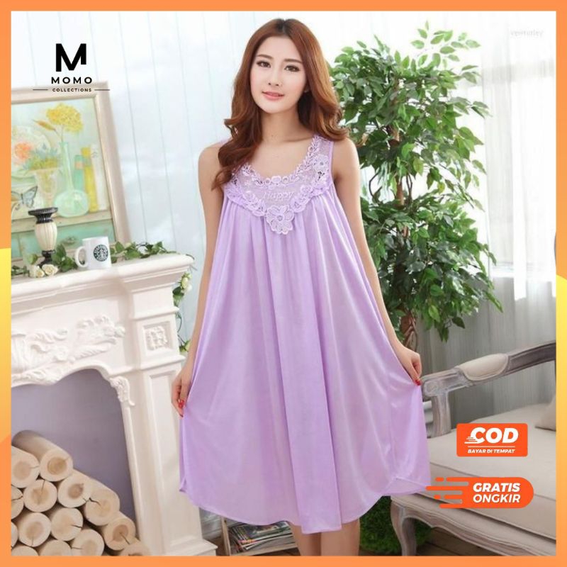 Baju Tidur Daster Piyama Lingerie Wanita Sexy Satin Renda Brukat