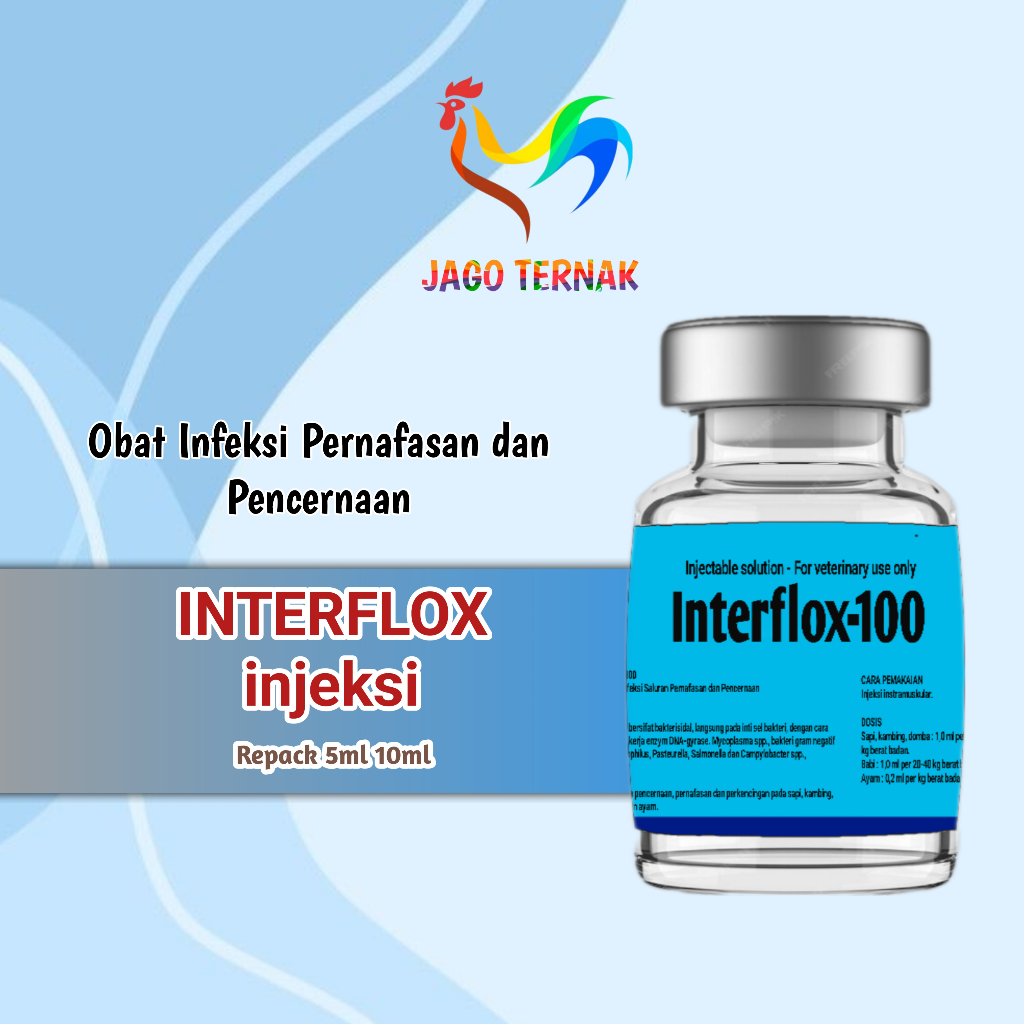 Interflox 100 injeksi obat flu hewan Repack 5ml