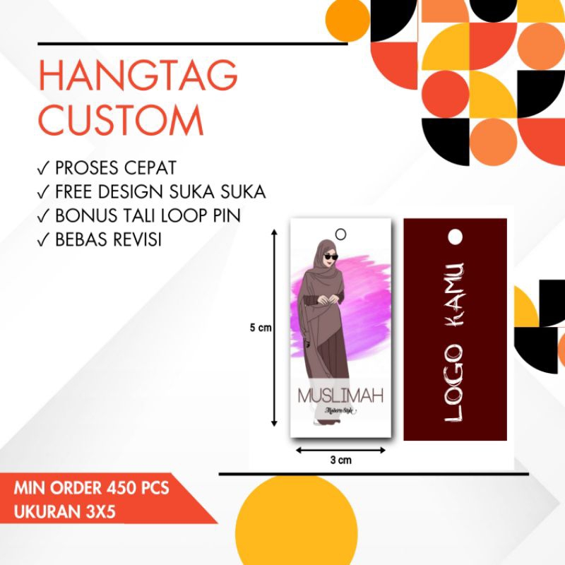 

Hantag label baju hang tag custom hantag baju hangtag hijab handtag asessoris free tali (free design)