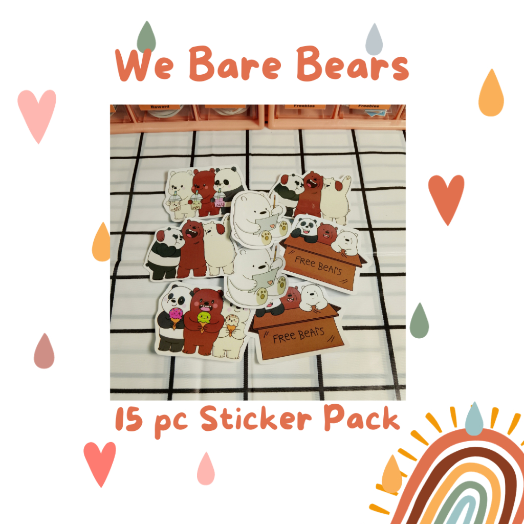 

SPS020 [15Pcs] We Bare Bears Sticker Aesthetic Waterproof 5cm Premium Untuk Jurnal Planner Notebook