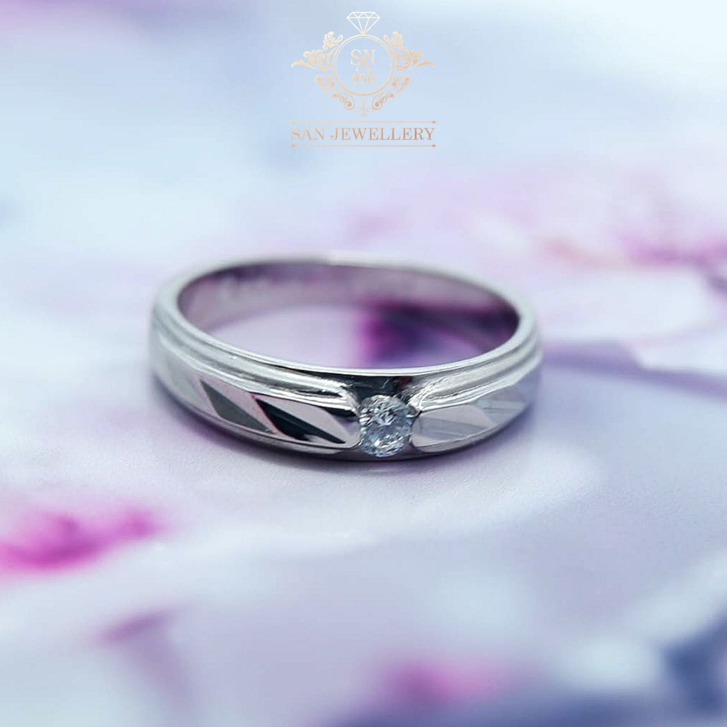 [P102] Cincin Kawin Pria Perak Sterling 950 Asli Bersertifikat – Nikah Tunangan Elegan SAN950