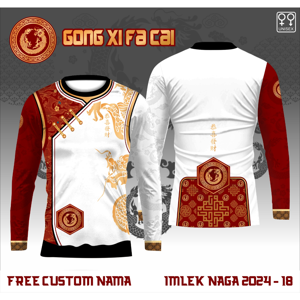 Baju changsan kaos cheongsam imlek wanita shio naga jersey tahun baru cina 2024