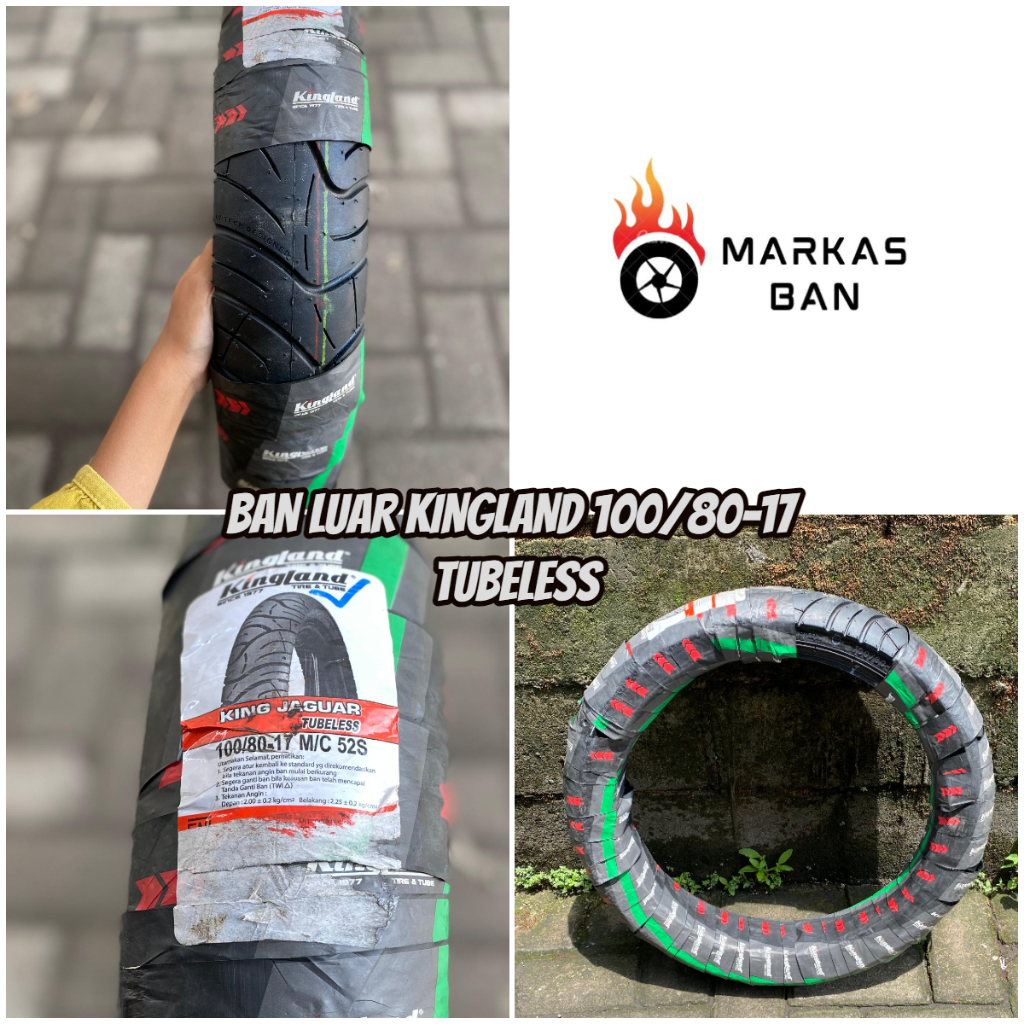 BAN LUAR KINGLAND 100/80-17 TUBELESS || BAN LUAR MOTOR BEBEK RING 17 KINGLAND 100/80-17 TUBELESS