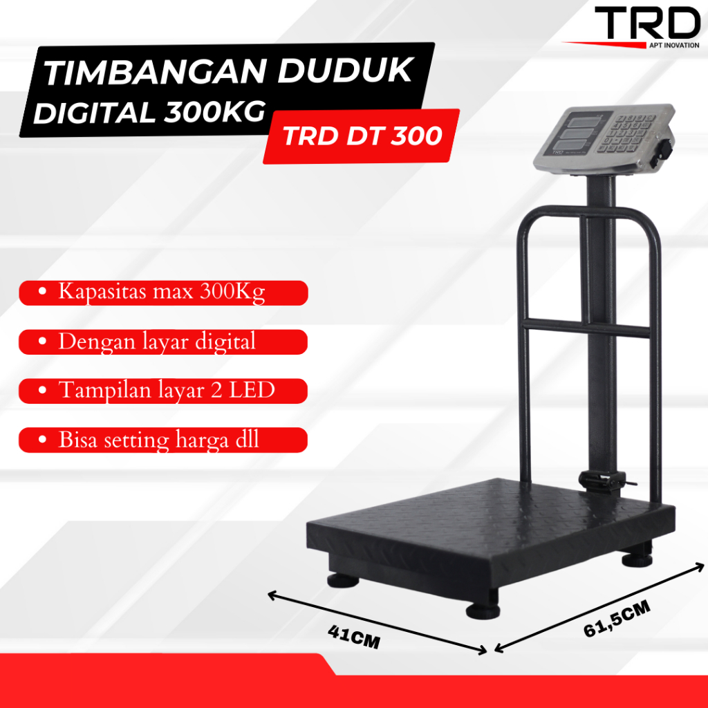 Cod Cek Dulu Timbangan Duduk Digital 100kg 150KG 200KG 300KG trodon 2 Layar Ukuran Plat 40*50 Garans