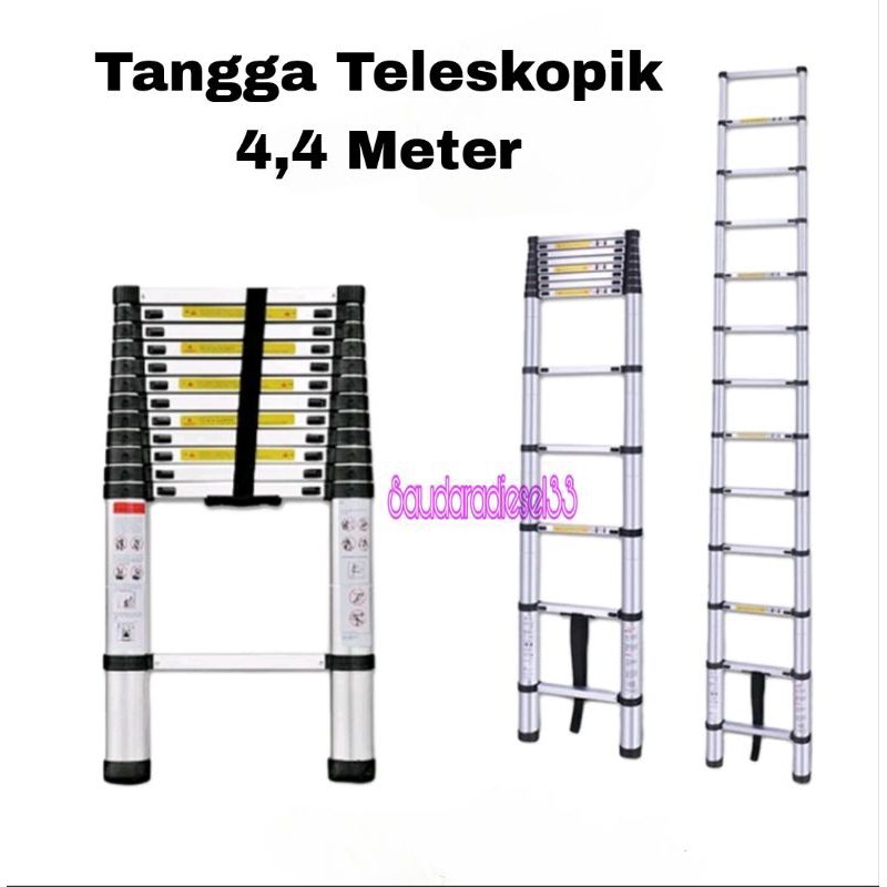 Tangga Teleskopik Aluminium Single 4,4 Meter