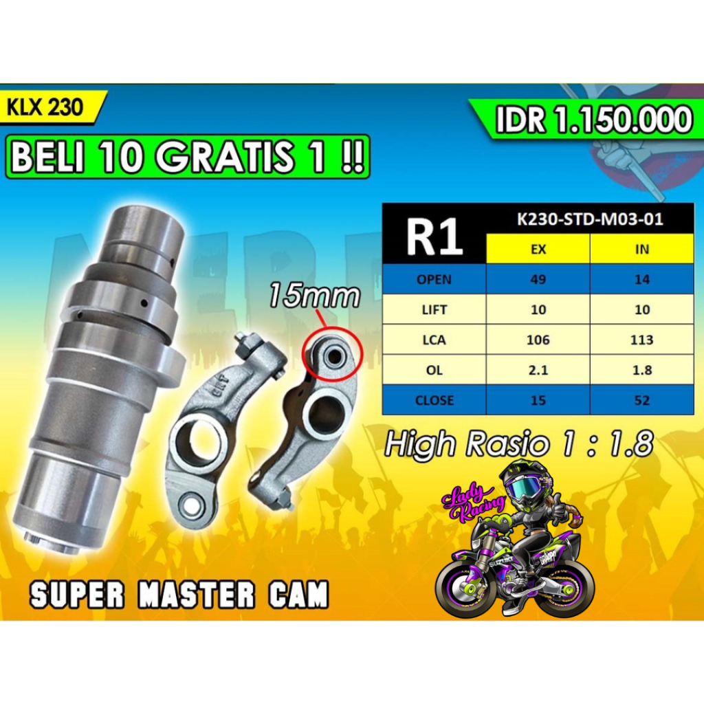SUPER MASTER CAM BRT KLX 230 R SERIES NOKEN AS KLX 230 BRT R SERIES
