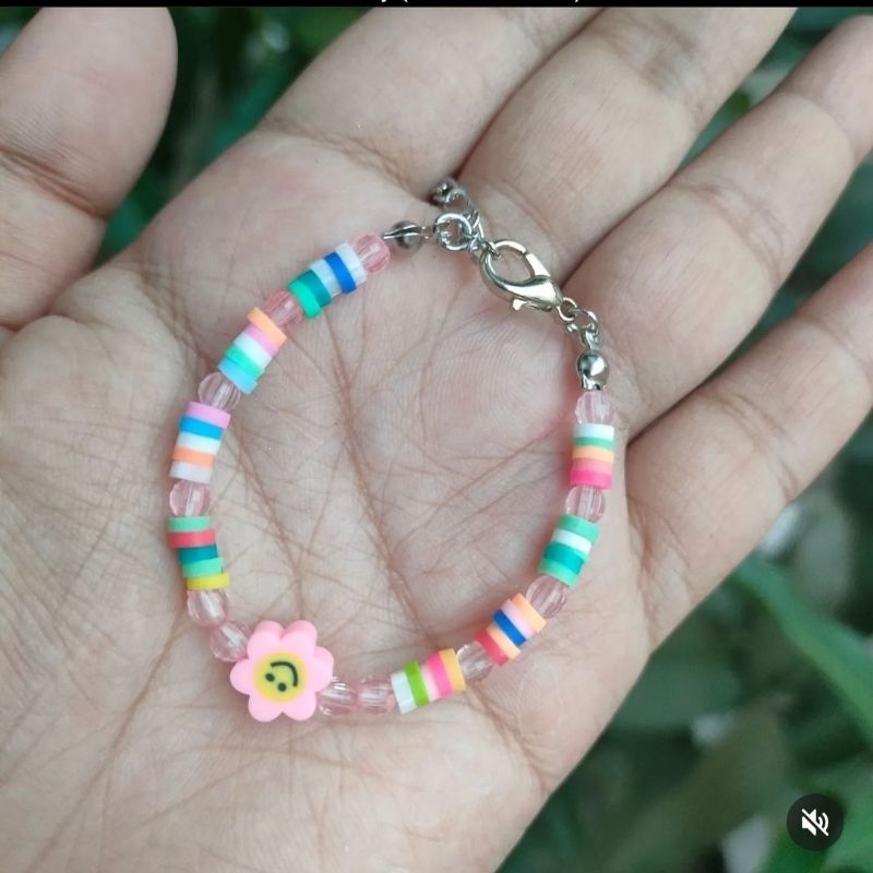 Rara gelang rantai manik manik clay smile warna warni