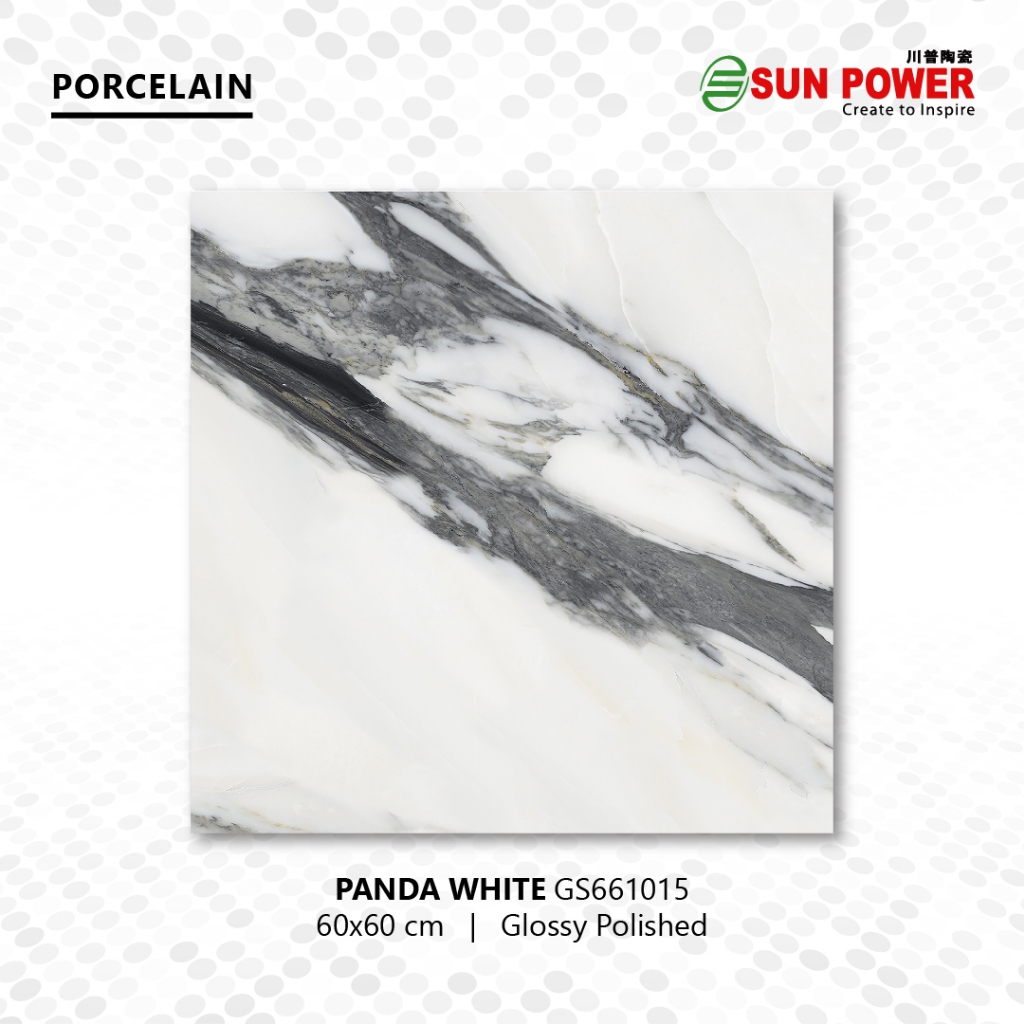 Granit Lantai Glossy Polished - Panda White | Sun Power