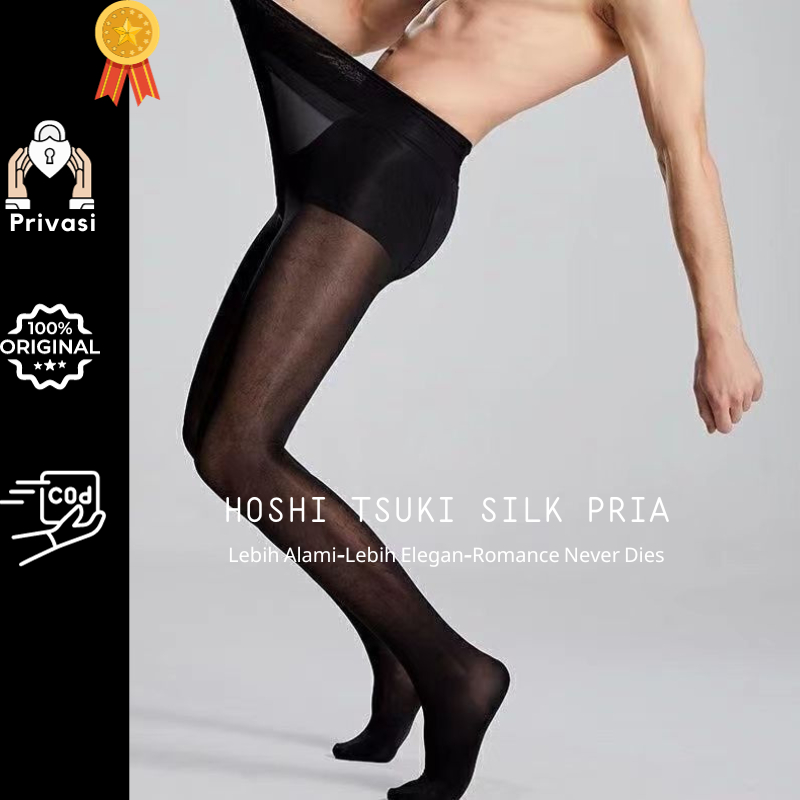 NANAS Silk Stoking PRIA【Ready✔COD✔Privasi✔Sunscreen UV-99%】Hoshi tsuki stoking kulit-stocking hitam 