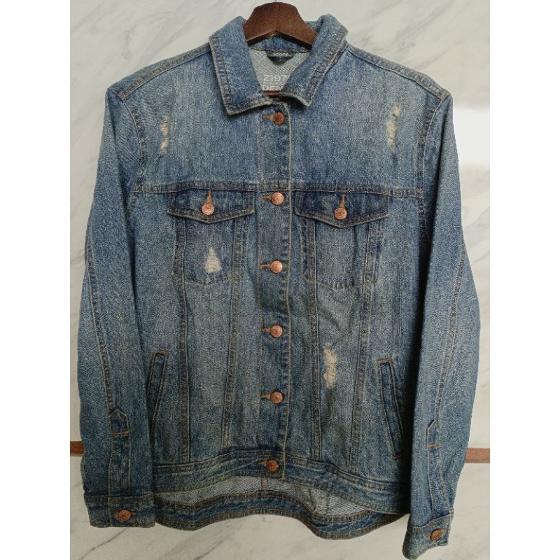 zara denim ripped jacket