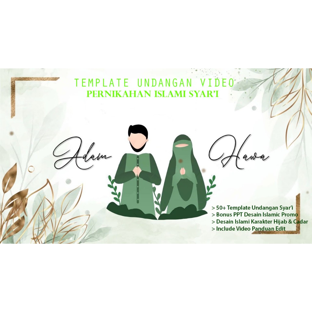 Template Undangan Digital Nikah Video Islami Pernikahan Syari Wedding Islamic Hijrah Premuim (Format