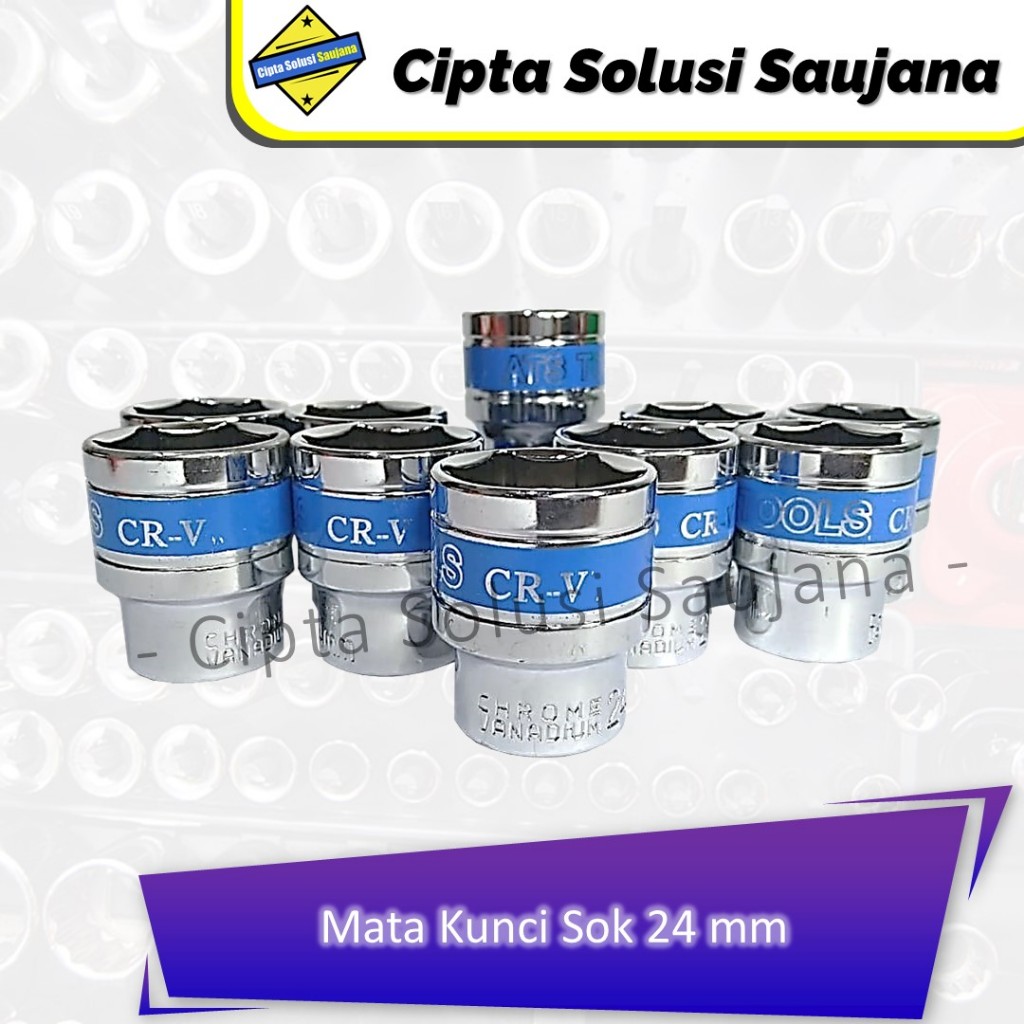 MATA SOK 24 MM KEPALA KUNCI SOCK CHROME VANADIUM CRV SOCKET WRENCH