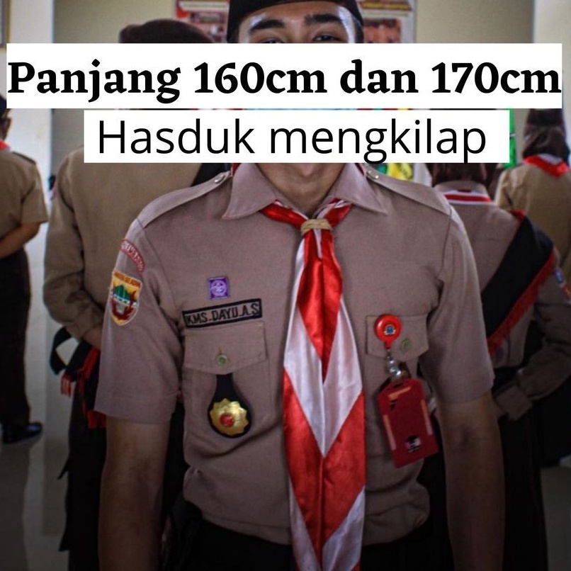 Kacu Hasduk Pramuka Pembina Mengkilap Satin Panjang Licin Kacu SMA Penegak Merah Putih Mengkilat Pan