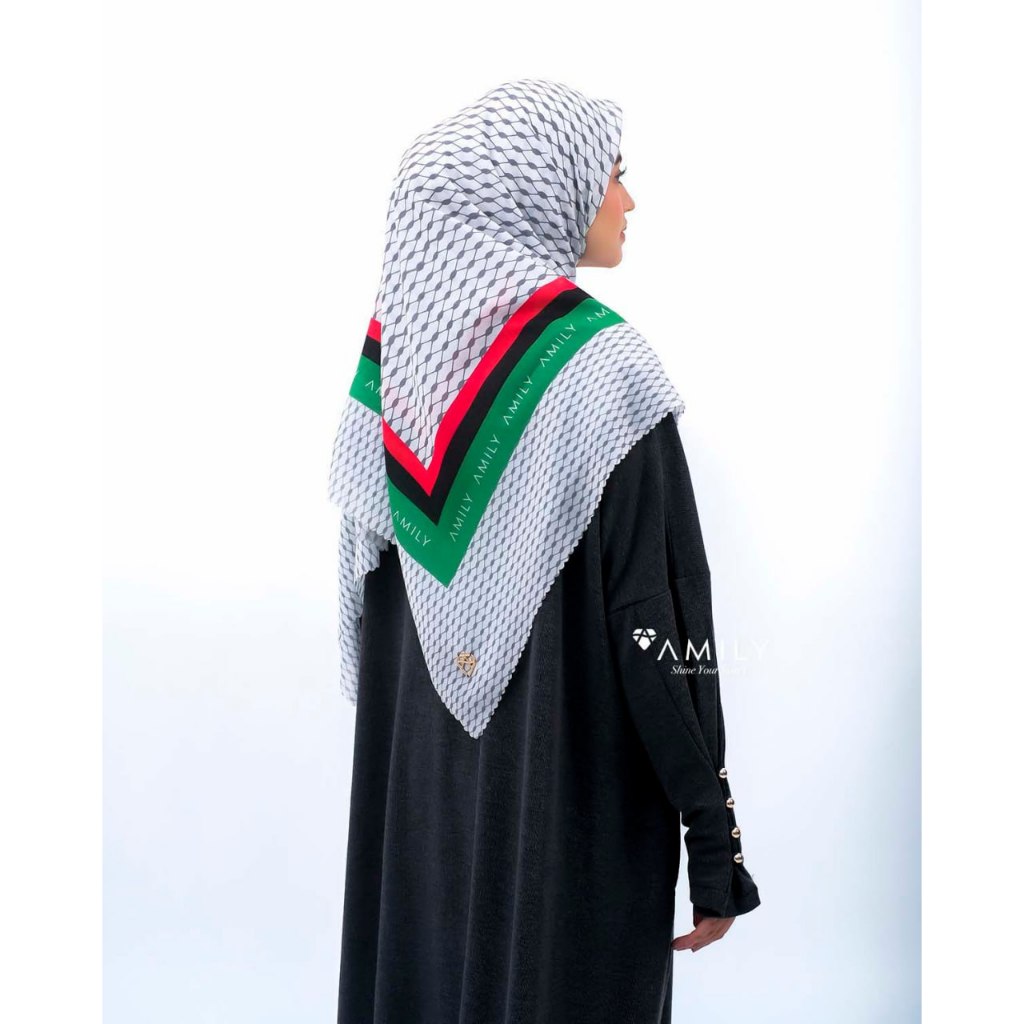 JILBAB SEGI EMPAT 4 VOAL PALESTINA SCARF MOTIF LASERCUT INTIFADHA AMILY HIJAB JUMBO SYARI FREE PALES