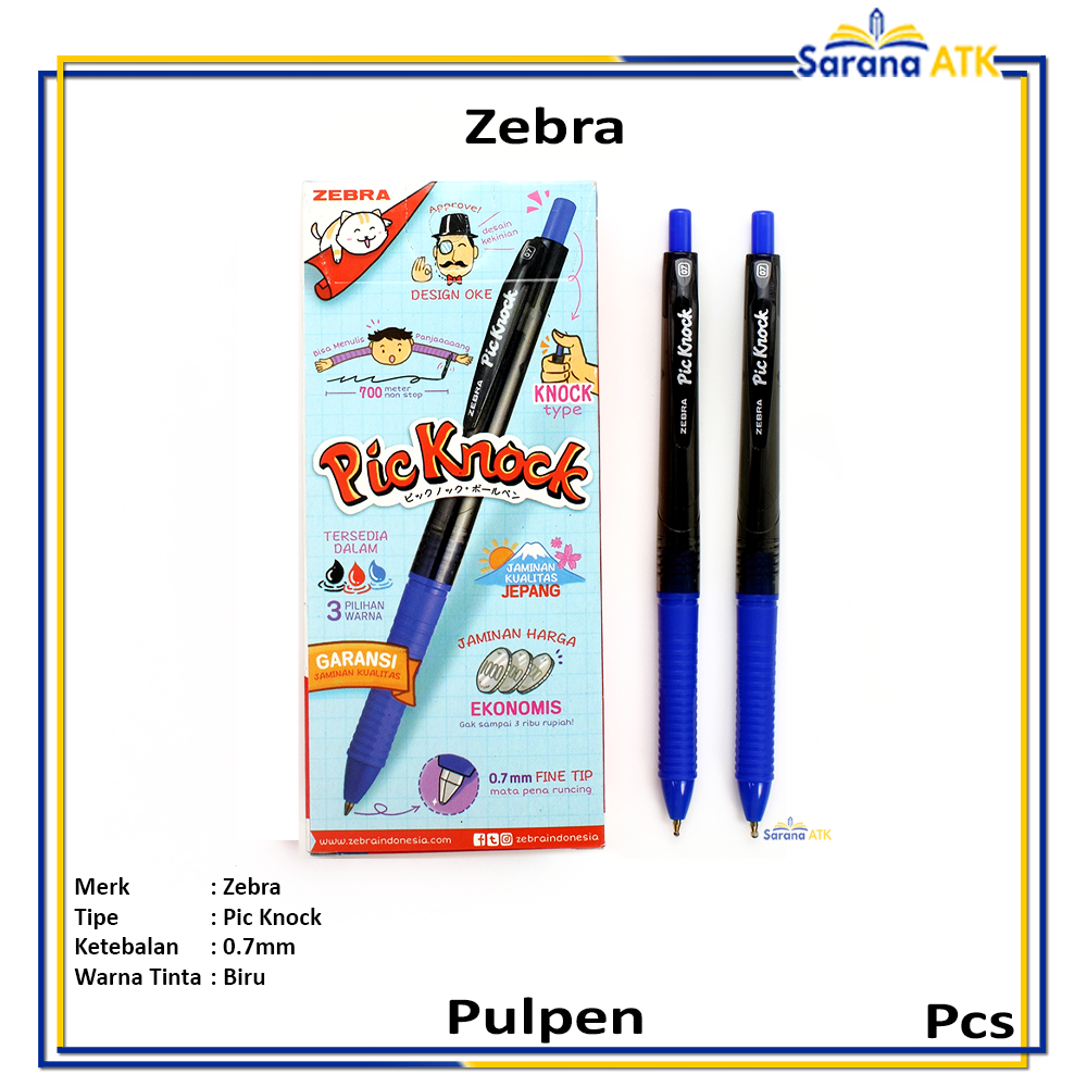

Zebra – Pulpen Pic Knock Semi Gel 0.7mm Biru – Pcs