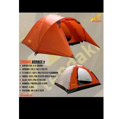 Tendaki Borneo 4/ Tenda Dome/ Tenda Camping