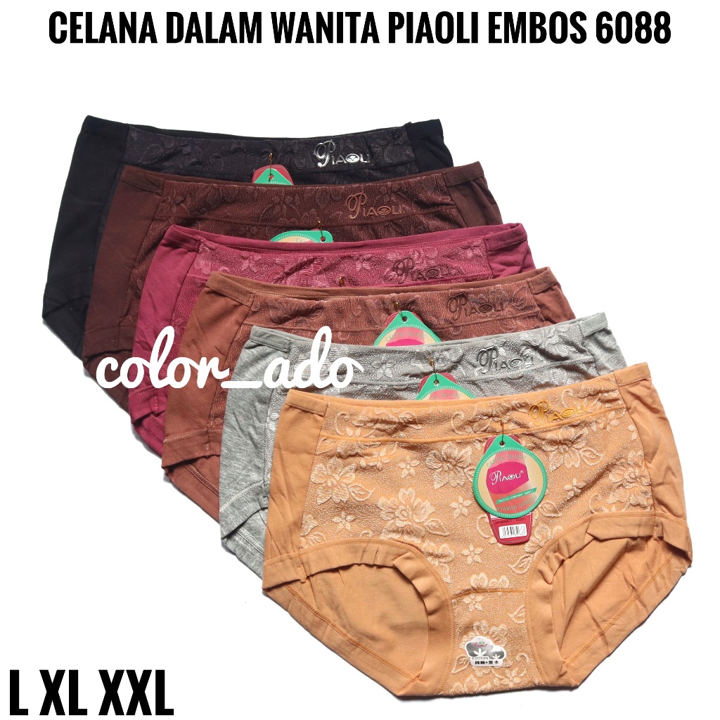 (6pcs) Celana Dalam Wanita PIAOLI EMBOS Motif RENDA 6088 CD Wanita Premium