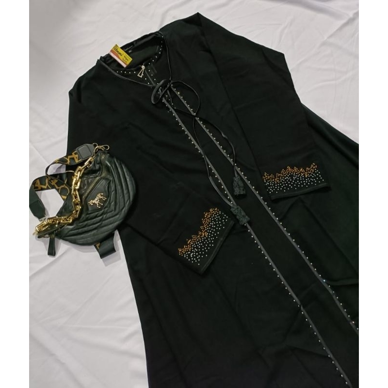 ABAYA HASNA abaya semi outer abaya 2in1 abaya set outer hitam jetblack