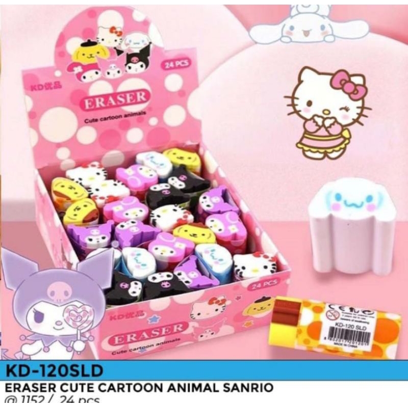 

penghapus potong bentuk Sanrio isi 24 pc