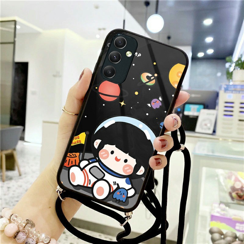 Softcase Kaca + Tali Case Samsung A15 Terbaru 2024 [CG457] - Kesing Hp Samsung A15 2024 - Case Hp Sa