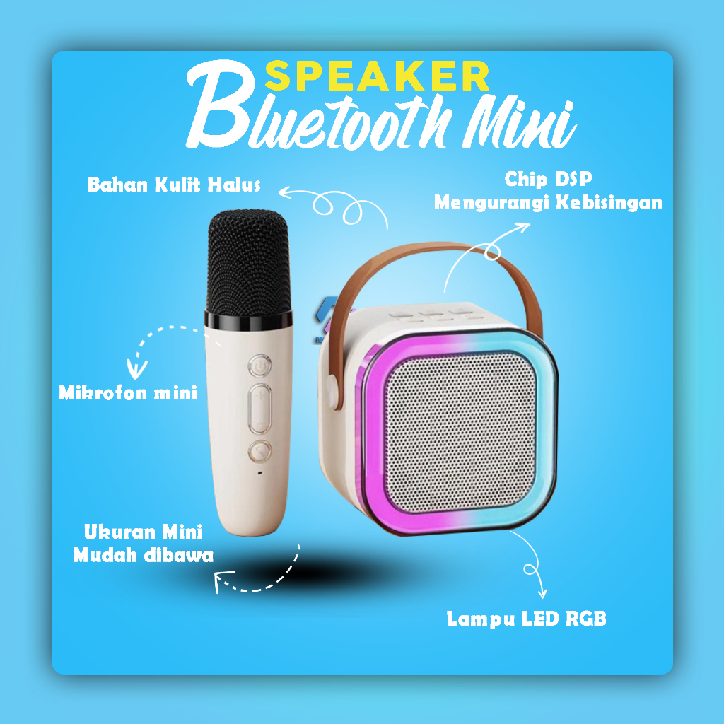 Speaker K12 Mini Bluetooth Dengan 1 Mic Karaoke Audio Mikrofon