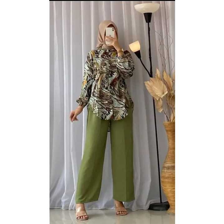 Oneset Baju Celana Kondangan Cewek Terbaru 2025 Oneset Cewe Dewasa Secelan Korean Style Wanset Tunik