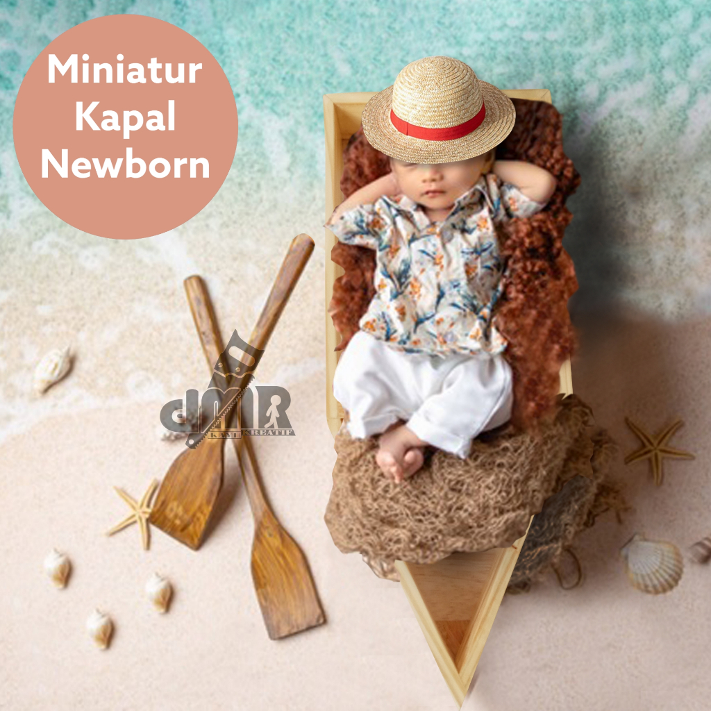 Kapal Kayu Newborn Props Foto Bayi Wooden Boat One Piece Ranjang Kasur Bed Tempat Tidur Mini Kayu Ba