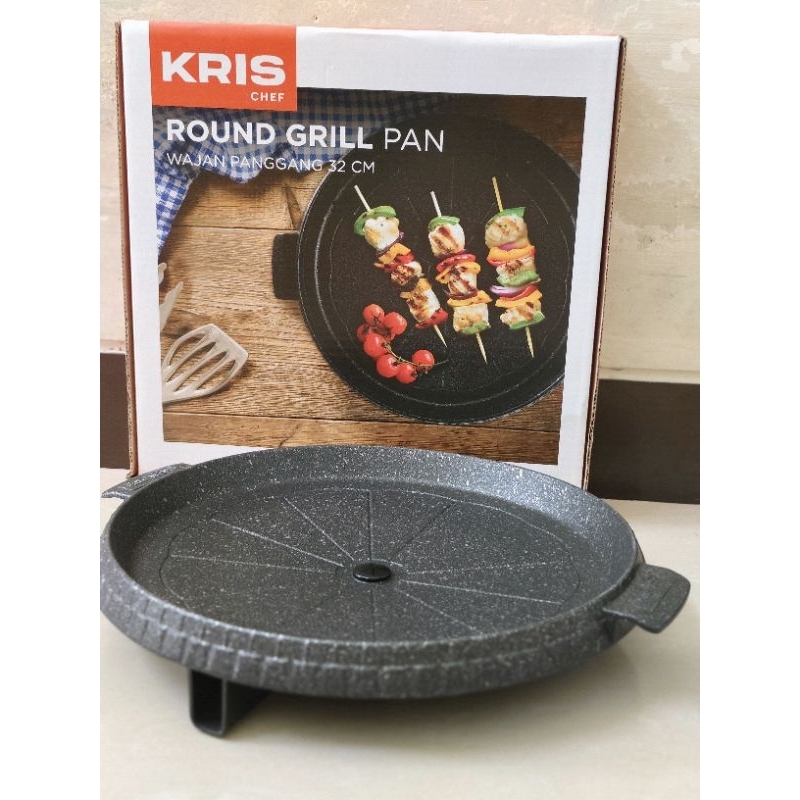 Krischef grill pan round panggang anti lengket