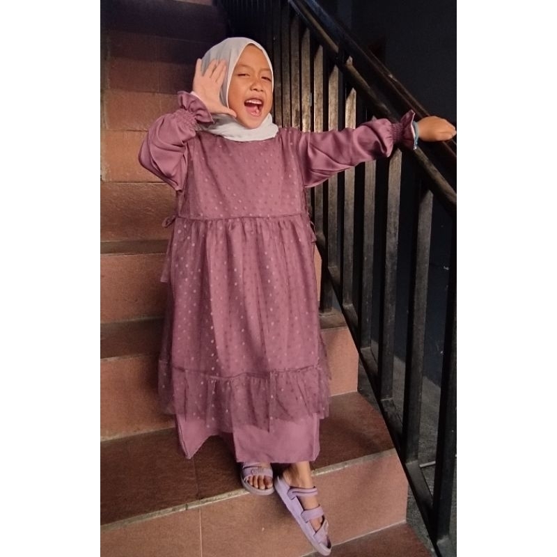 Gamis Anak Mix Tile Polka