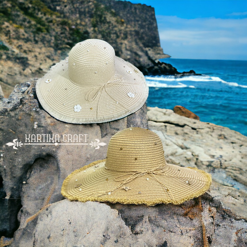 Topi Pantai Lebar Wanita Variasi Bunga