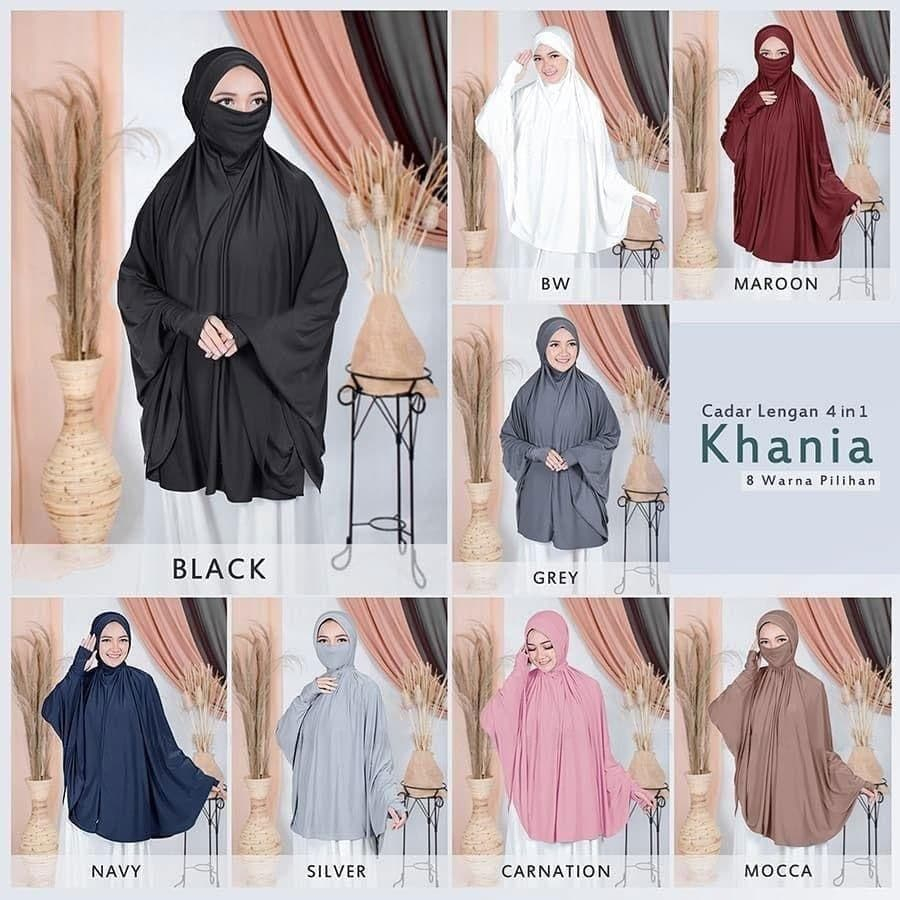 Jilbab Syari Bergo Tali Niqab Khania Lengan Syari Jumbo / Khimar Jumbo / Jilbab Instan / Hijab Murah