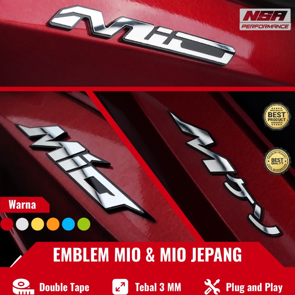 QZ 2PCS EMBLEM MIO TIMBUL 3D LOGO MIO JAPAN EMBLEM MIO TIMBUL LOGO MIO SPORTY STIKER MIO STRIPING MI